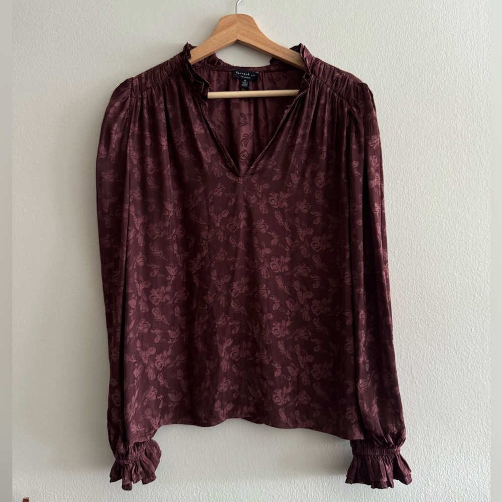 current air | long sleeve ruffled blouse